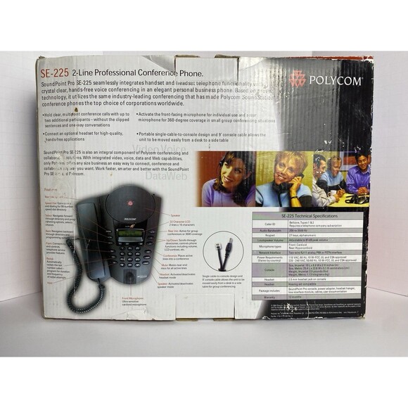 Polycom sound point Pro SE – 225 2 line conference Phone Desktop w/accessories - Picture 11 of 11